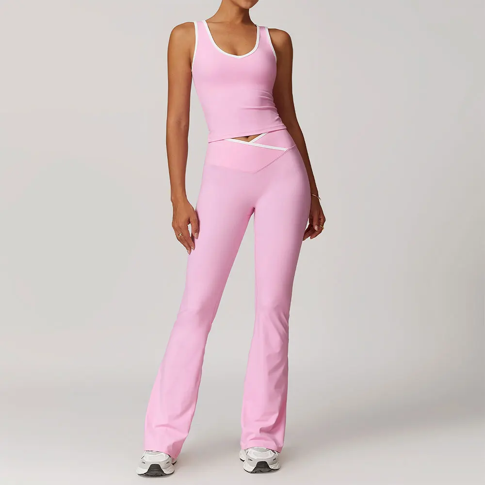 kf-S6f34d99fc592435aaefbc85431d5e3d0I Premium Nylon Yoga Set - High-Waist Leggings & Sports Bra