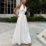 Elegant V-Neck Backless Dress for Beach Holidays & Casual Outings - Image 2