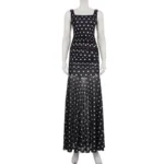 Chic Black Polka Dot A-Line Dress for Elegant Evenings - Image 6