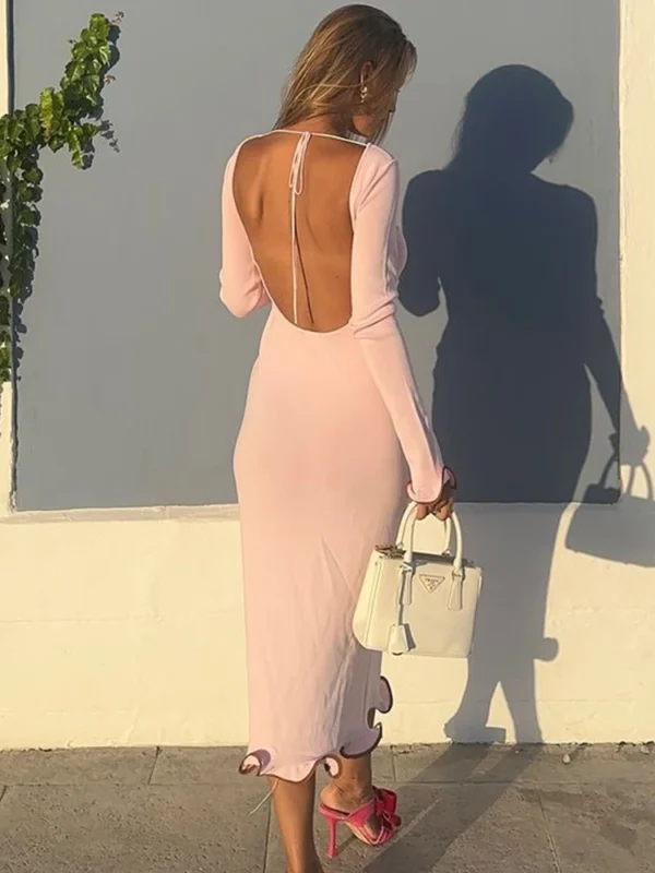 Chic Backless Ruffle Maxi Dress for Beach & Evening Elegance