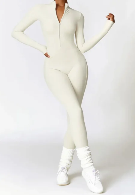 Elevate Your Workout with Luxurious Long-Sleeved Yoga Romper