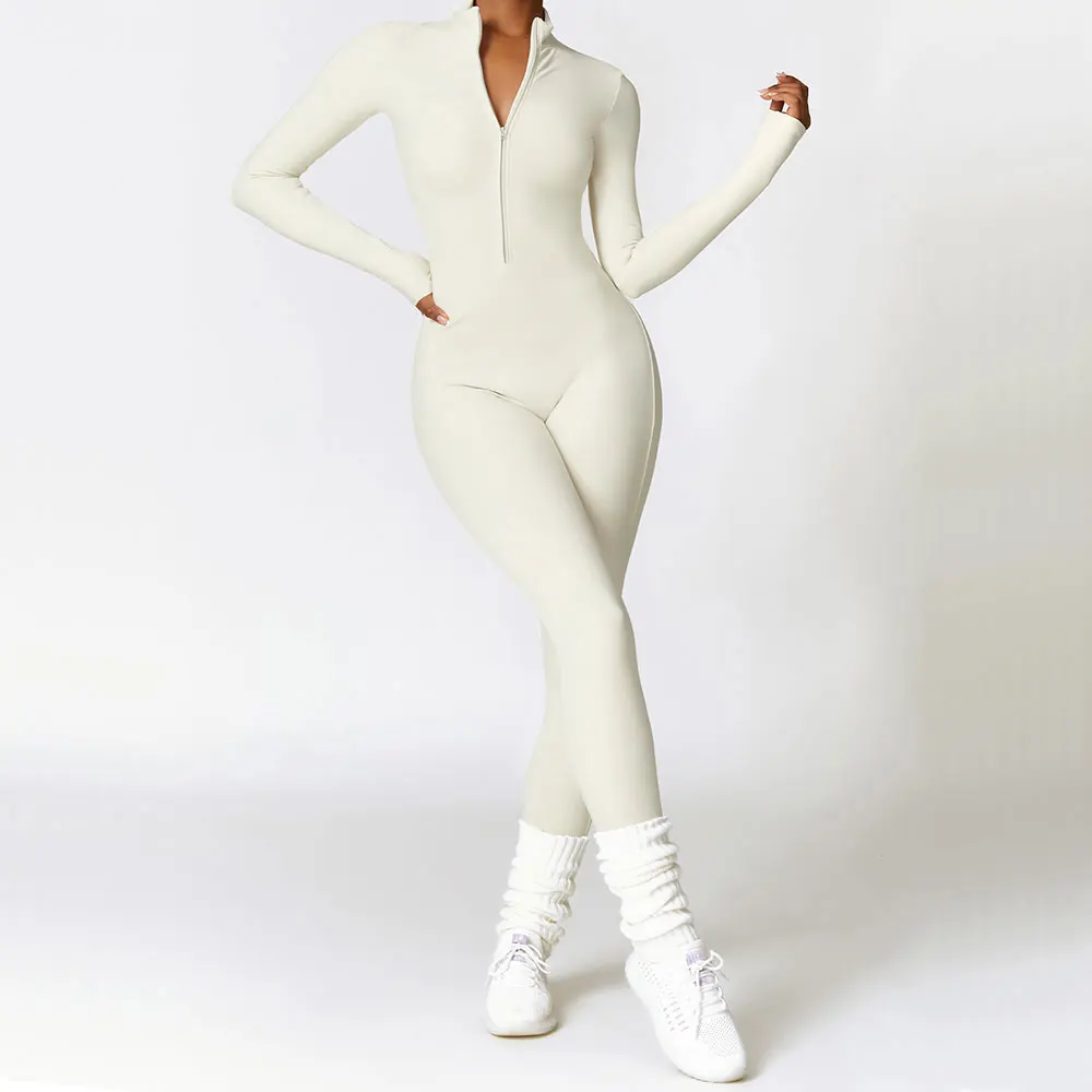 kf-S7512ed4e30284c8b83f7cc826d847c24T Elevate Your Workout with Luxurious Long-Sleeved Yoga Romper
