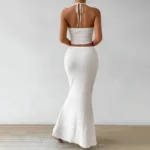 Chic Two-Piece Summer Set: Lace-Up Top & Long Skirt Elegance - Image 6