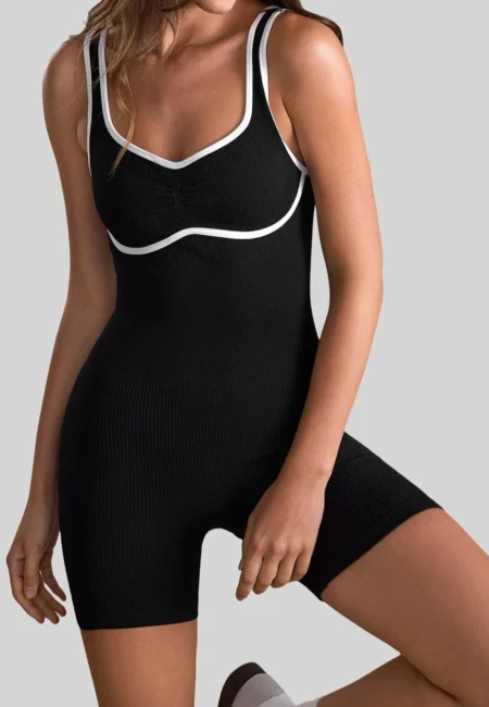 VEQKING Breathable V-Neck Yoga Jumpsuit - Hip Lifting Design