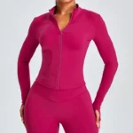 Elegant Long Sleeve Zipper Jacket for Active Women - Image 2