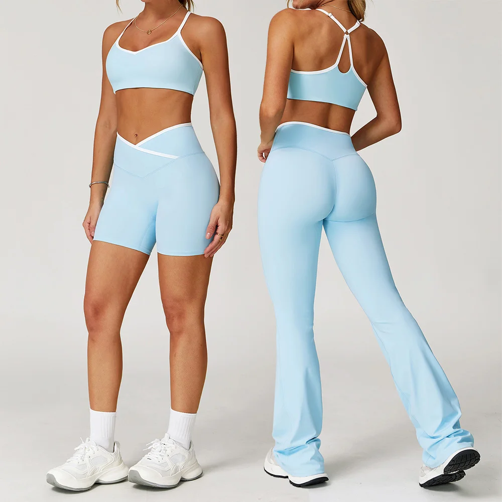 kf-S7dad5583fd9e43188404f3bde8c9eaa2F High Waist Bell Bottom Yoga Set - Luxe Nylon Activewear