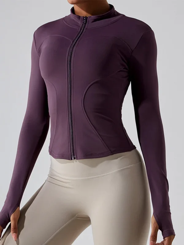 Elegant Long Sleeve Zipper Jacket for Active Women