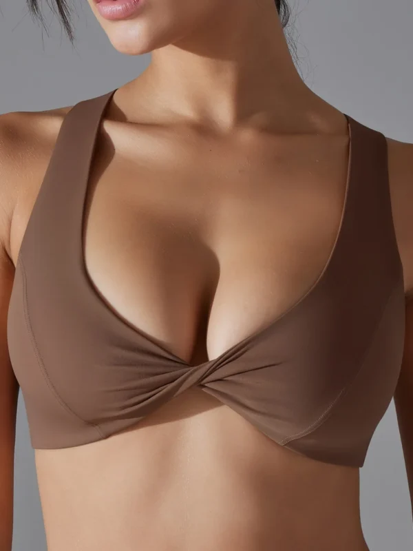 Elegant Deep V Hollow Back Yoga Bra for Active Women