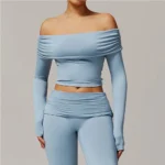 Chic Off-Shoulder Crop Top for Yoga & Fitness Elegance