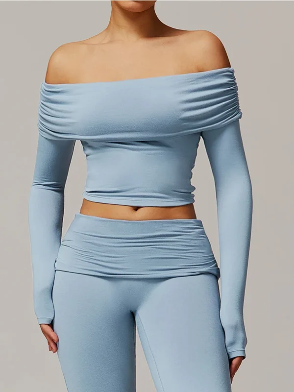 Chic Off-Shoulder Crop Top for Yoga & Fitness Elegance