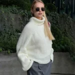 Elegant Apricot High Neck Sweater for Effortless Style - Image 3