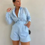 Chic Summer 2-Piece Beach Set with Ruffle Shorts & Pullover - Image 5