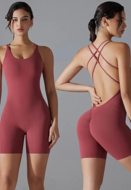 Luxe Backless Yoga Jumpsuit - Stretch Activewear Playsuit