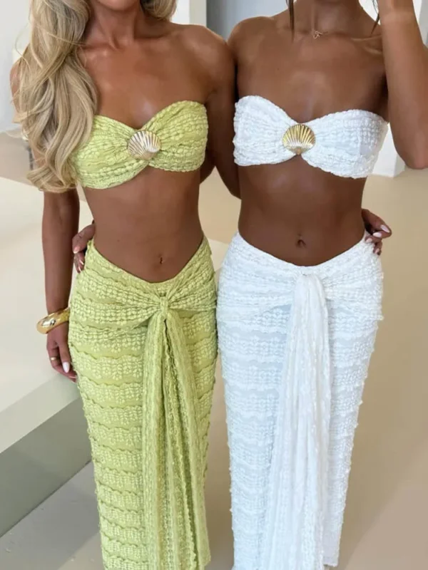 Dazzling Sequins Two-Piece Set: Strapless Crop & Maxi Skirt