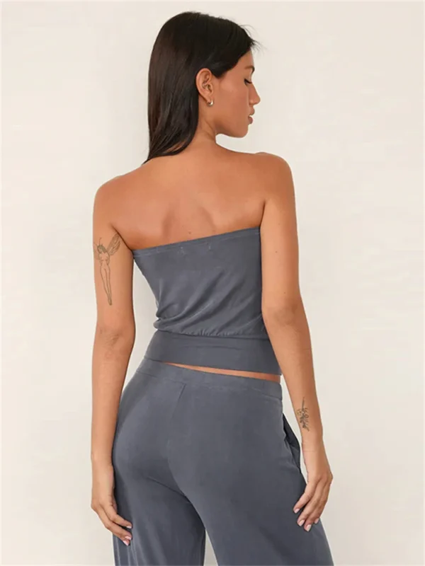 Chic Strapless Two-Piece Leisure Suit for Effortless Style