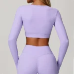 Stylish Hollow Out Long Sleeve Yoga Top for Active Women - Image 2