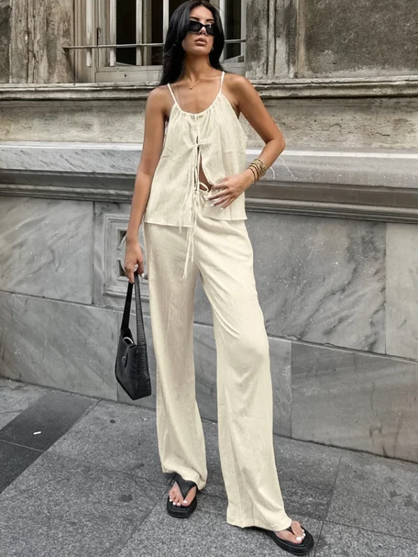 Chic Linad Halter Two-Piece Set for Effortless Summer Style