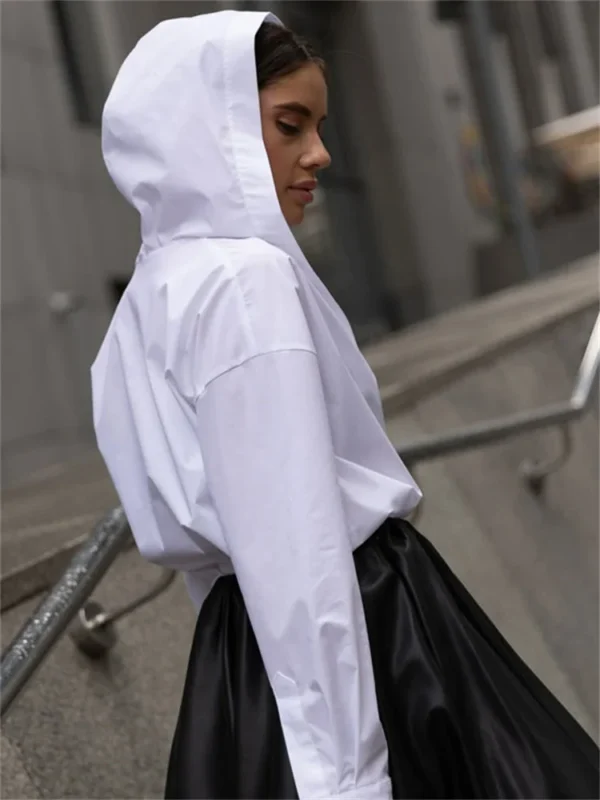 Moopsi Fashion Commute Hoodie Shirts For Women Cardigan Long Sleeve Patchwork Elegant Inner Streetwear Female White Shirts Top