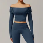 Chic Off-Shoulder Crop Top for Yoga & Fitness Elegance - Image 2