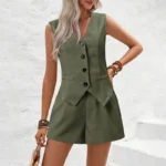 Chic Summer Women's Waistcoat and Shorts Set for Effortless Style
