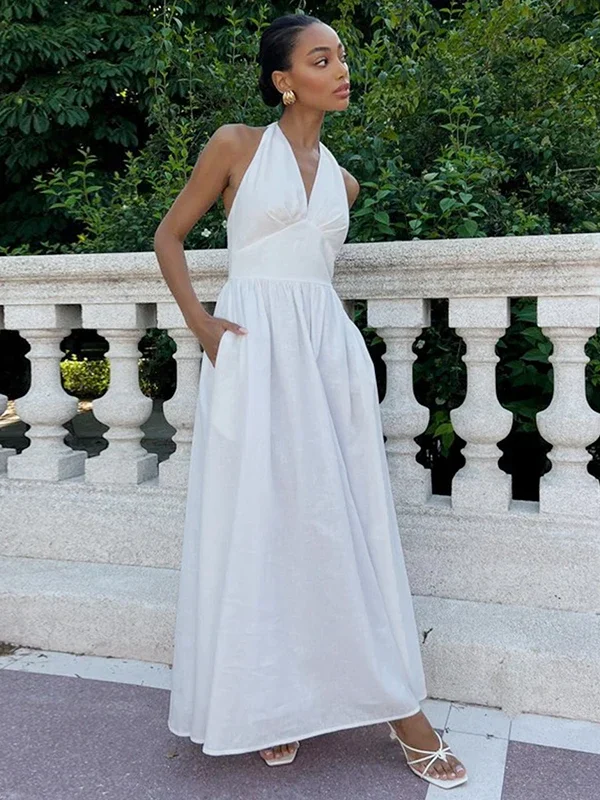 V-Neck A-Line Maxi Dress for Effortless Summer Elegance