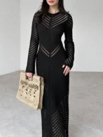 Chic Hollow-Out Maxi Dress for Women - Elegant Evening Wear - Image 5