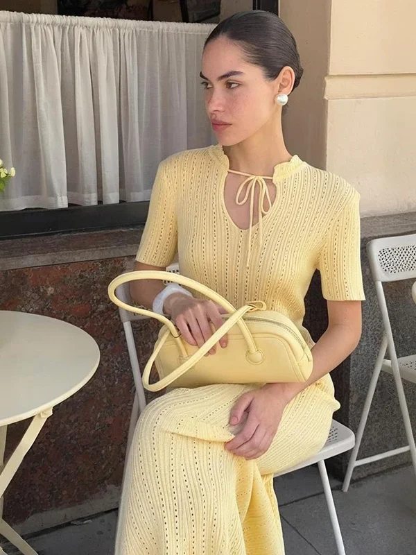 Chic Retro Knitted Long Dress for Effortless Summer Elegance