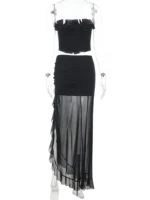 Elegant Ruffled Strapless Top & Skirt Set for Chic Occasions - Image 6