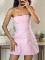 Chic Pink Off-Shoulder Mini Dress for Effortless Elegance
