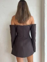 Elegant Off-Shoulder Button Dress - Yellow Mini for Summer Chic - Image 5