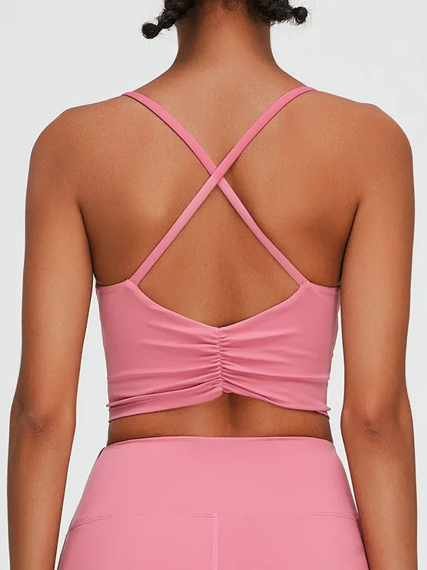 Cross Back Yoga Bra for Women - Quick Dry Sports Top