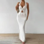 Chic Two-Piece Summer Set: Lace-Up Top & Long Skirt Elegance - Image 4