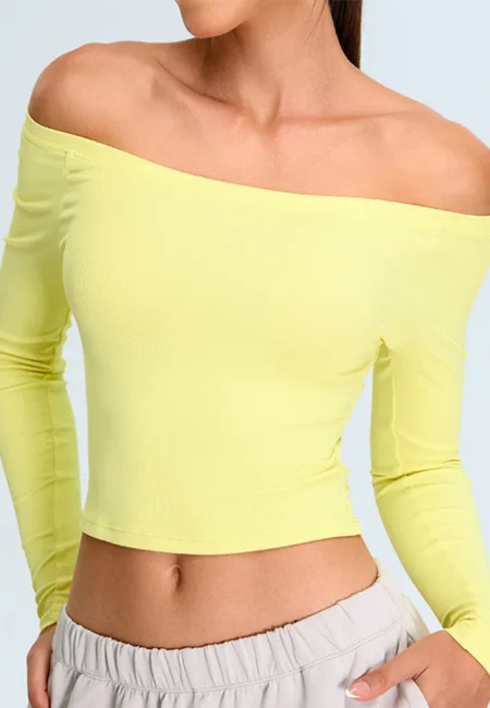 Elegant Off-Shoulder Yoga Top for Women - Quick-Dry Activewear