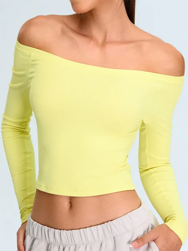 Elegant Off-Shoulder Yoga Top for Women - Quick-Dry Activewear