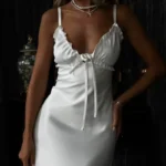 Elegant White Ruffle Halter Dress for Parties & Evenings - Image 2