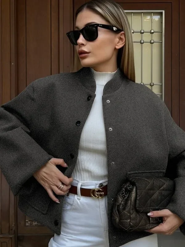 Moopsi  Women's Short Jacket Spring Solid Button Loose Casual Office Lady Jacket Women Long Sleeve Patchwork Streetwear Coats