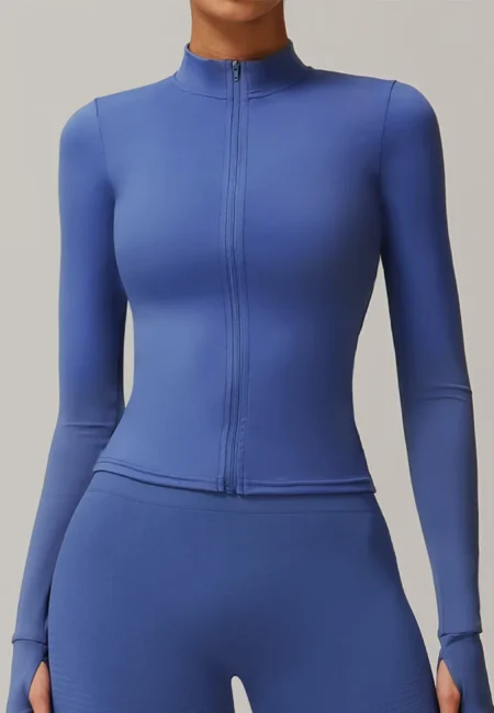 Elegant Long Sleeve Zipper Yoga Top for Active Women
