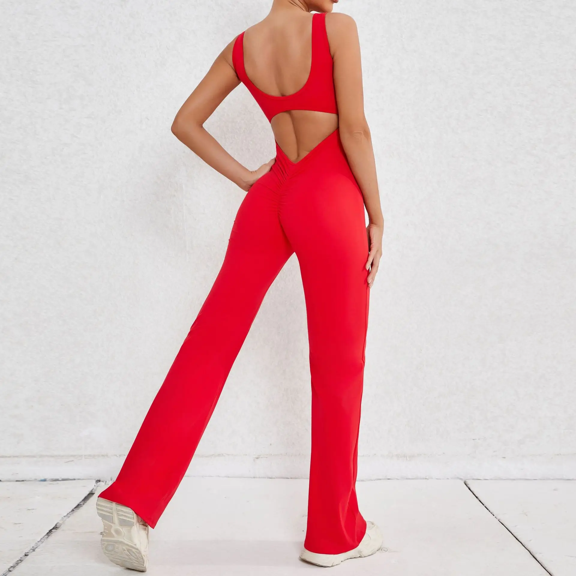 kf-Sc23e9405638c450184d1bbd3364833f2g Luxe Back V Yoga Jumpsuit - Quick-Dry Activewear Romper