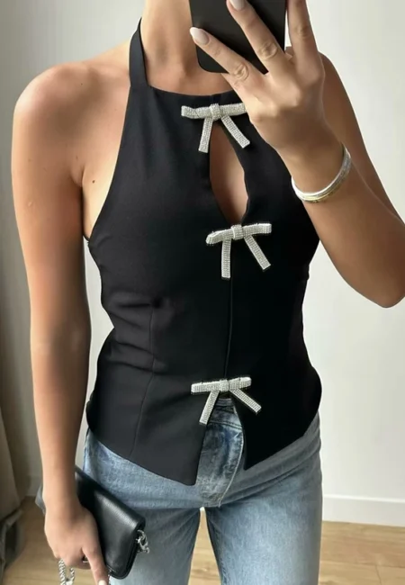 Butterfly Bow Halter Tank - Breezy Summer Vacation Essential