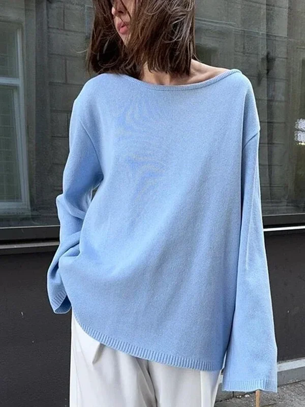 Backless Knit Pullover: Effortless Autumn Elegance for Women