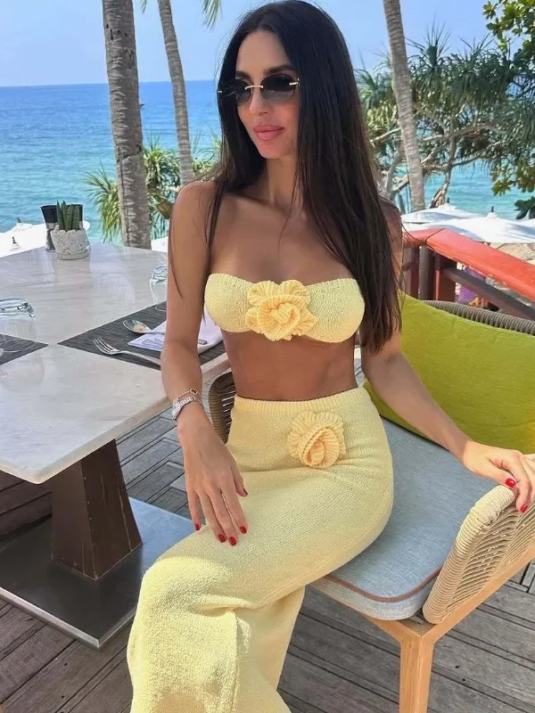 Floral Elegance Two-Piece Beach Skirt Set for Summer Style