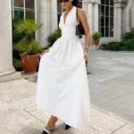 Elegant V-Neck Backless Dress for Beach Holidays & Casual Outings - Image 5
