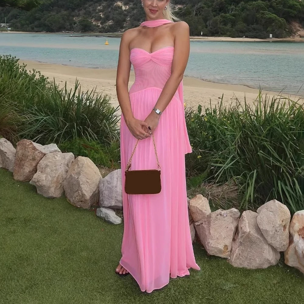 kf-Scffbb88b1a9349b4a9b5146785a65e04A Elegant Pink Ribbon Strapless Long Dress for Summer Soirées