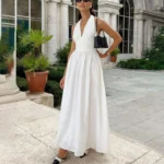 Elegant V-Neck Backless Dress for Beach Holidays & Casual Outings - Image 4