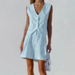 Vibrant Orange Summer Shorts Suit for Effortless Elegance - Image 4