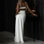Elegant White Ruffle Halter Dress for Parties & Evenings - Image 3