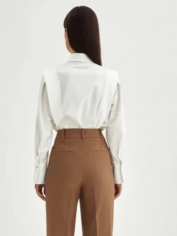 Linad Elegant Cotton Lapel White Shirts Female  Office Button Up Tops Ladies Fashion Casual Long Sleeve Blouse Woman Spring