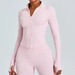 Elegant Long Sleeve Zipper Jacket for Active Women - Image 3