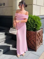 Chic One-Shoulder Knitted Skirt Set for Effortless Elegance - Image 3