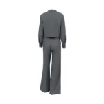 Chic Gray High Waist Pantsuit for Confident Office Style - Image 5